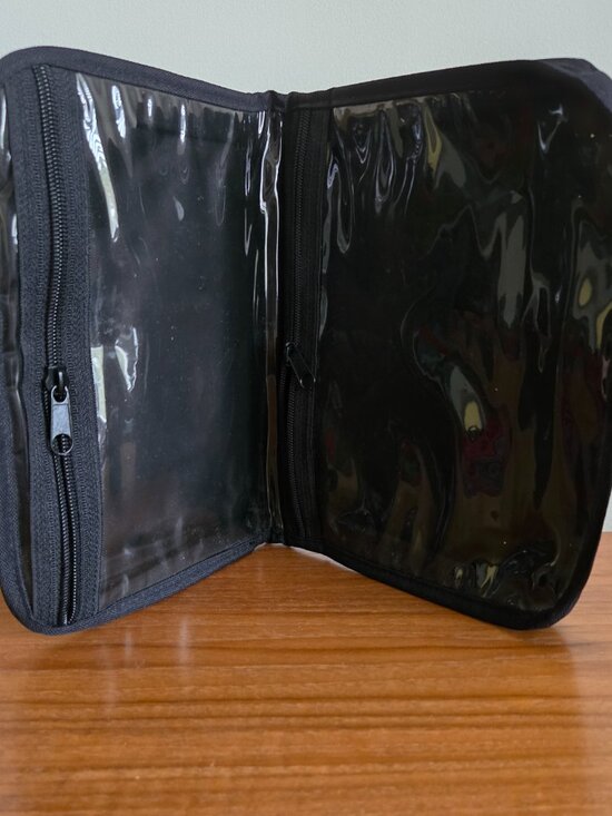 Vintage Handbags - Travel Organizer Pouch with 2 Clear Transparent Zipper Pockets and Closure Strap